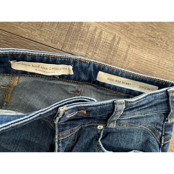 Pilcro and the Letterpress by Anthropologie High Rise Skinny Jeans Size 26 - Picture 3 of 5